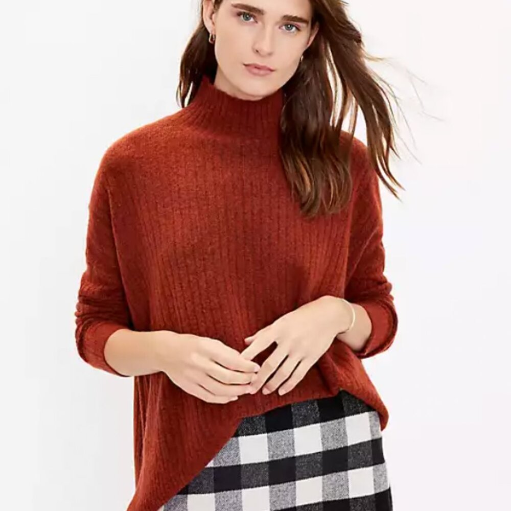 NWT LOFT Turtleneck Poncho Sweater in "Moroccan Clay"